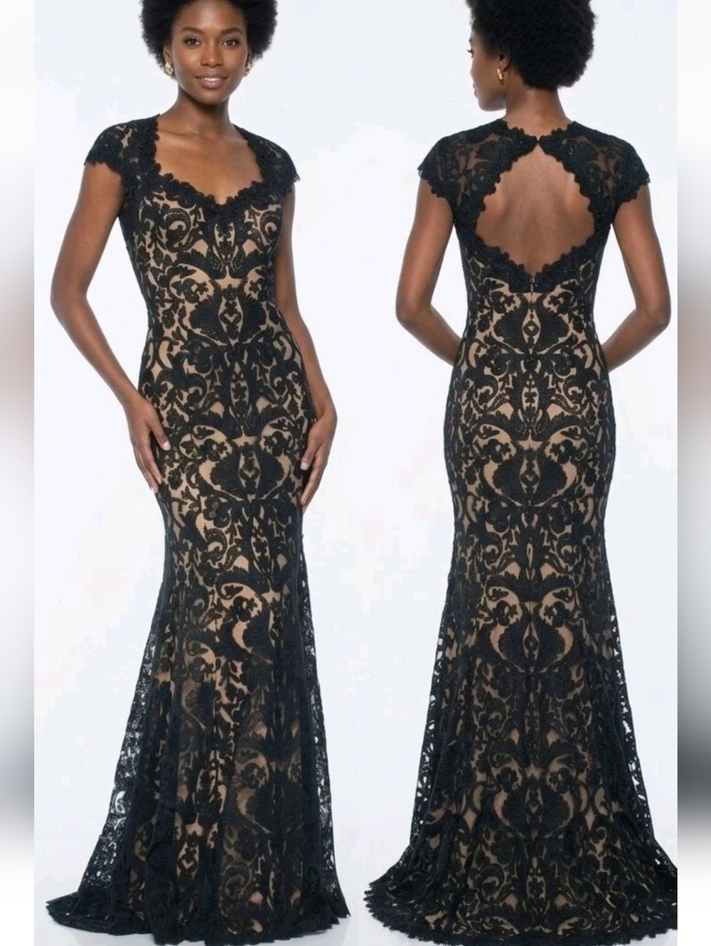 Tadashi Shoji Corded Embroidery On Tulle Sweetheart Gown Maxi Dress! Size 4